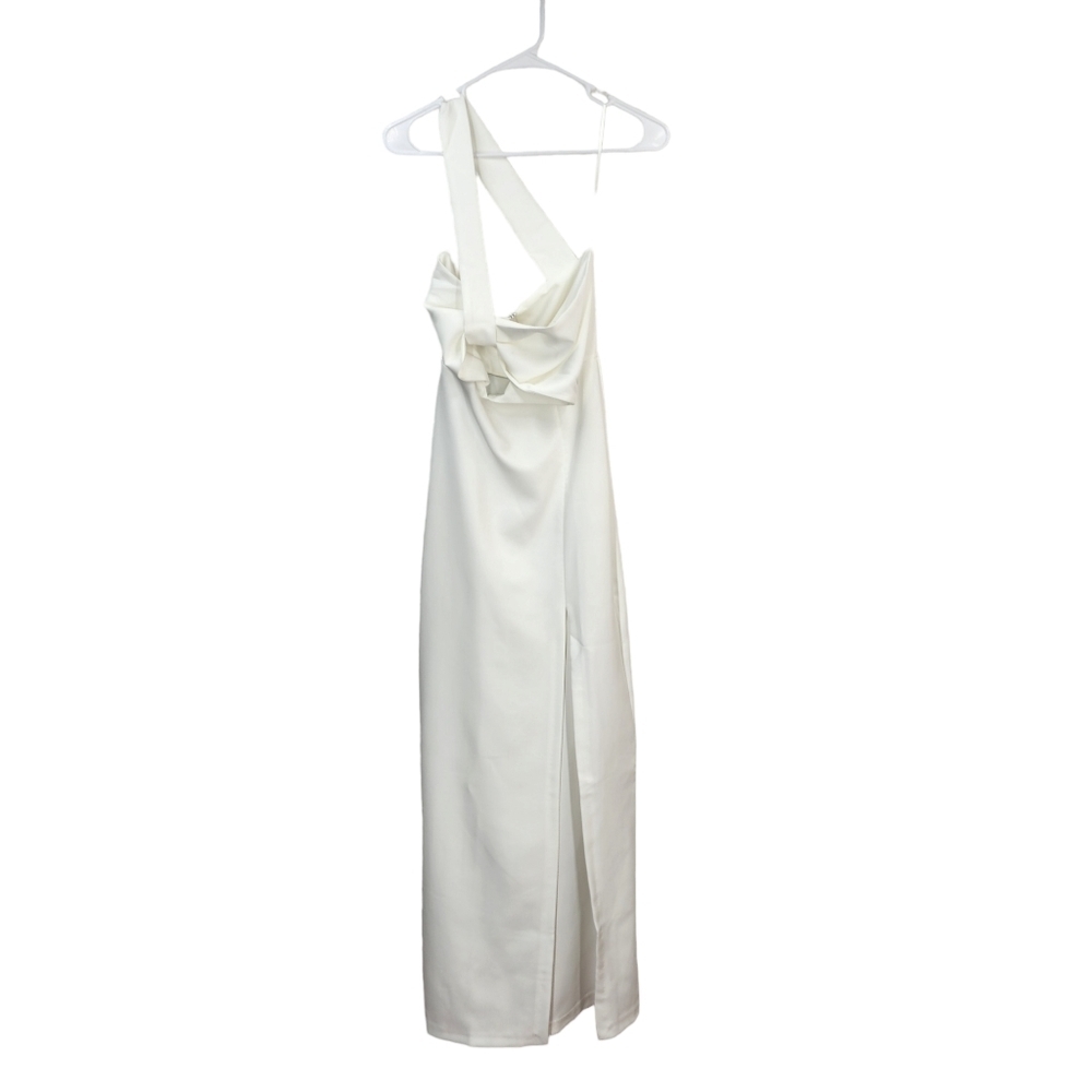 Vesper Women's Petite White One Shoulder Maxi Dress - 4